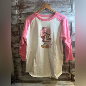 Sport-Tek Pink and White Long Sleeve Tee Featuring Strawberry Shortcake